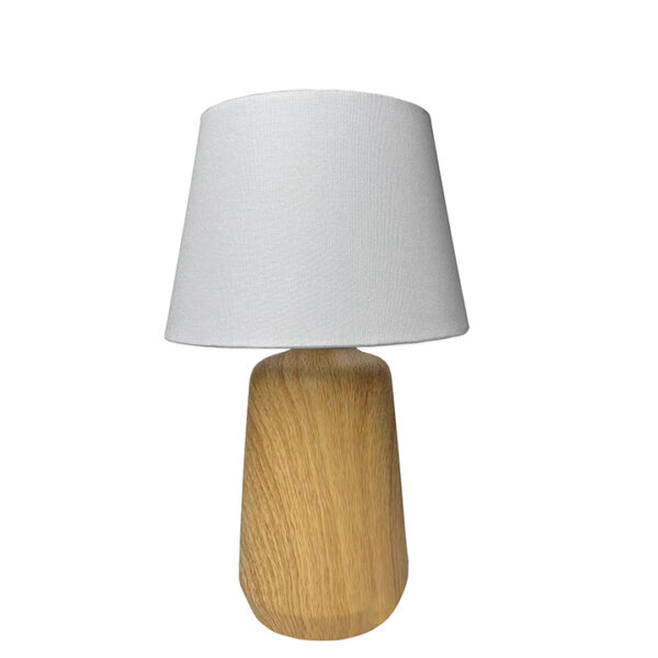 Φωτιστικό κεραμική βάση σχ.ξύλου & υφασμάτινο καπέλο Υ.34cm