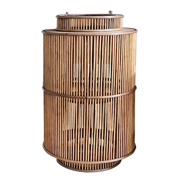 Φανάρι Rattan με δερμάτινη λαβή