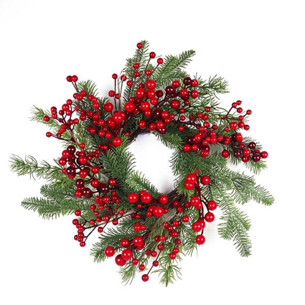 Στεφάνι κοκκινα berries & κλαδιά έλατου (P.E) Δ.46cm