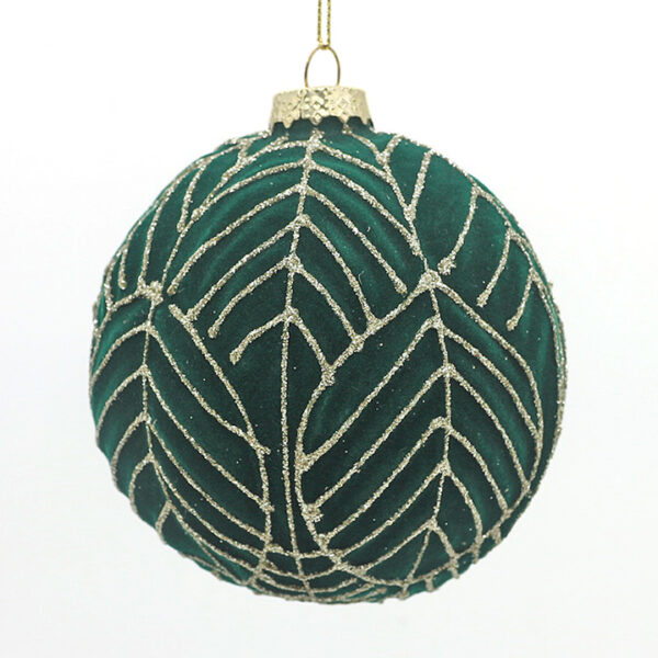 Glass Flocking Ball Emerald Green