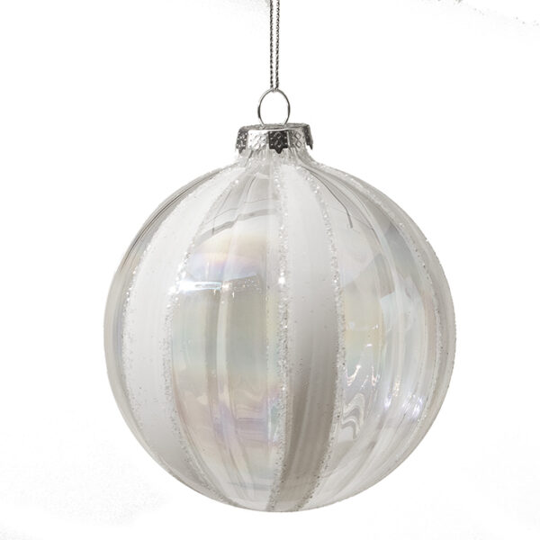 Glass Ball Transp. W/White Stripe