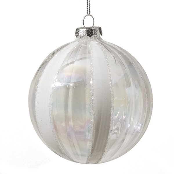 Glass Ball Transp. W/White Stripe