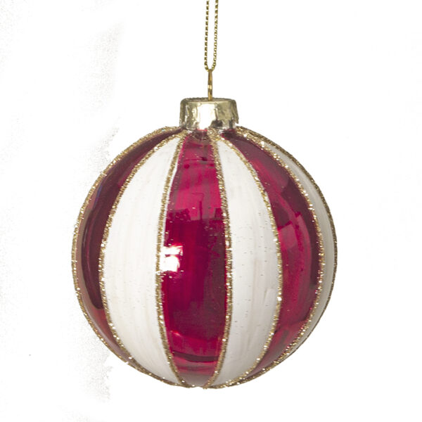 Glass Ball Red/White Stripes
