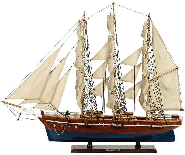 Ξύλινο Παραδοσιακό Καράβι 120cm ,Χρώμα Καφέ Μπλέ