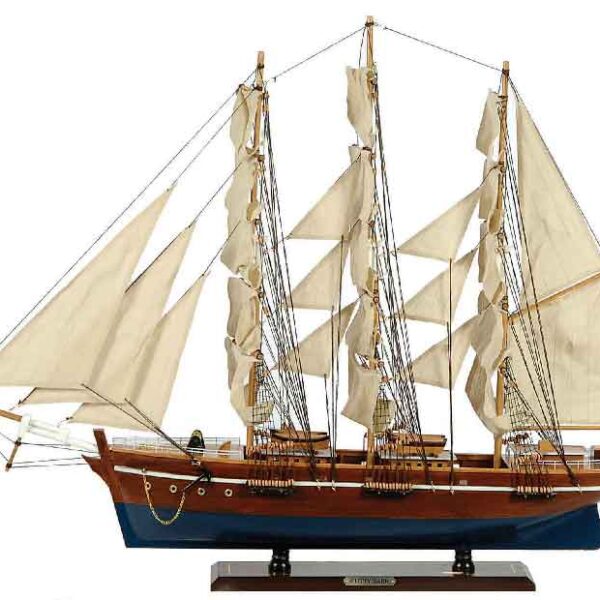 Ξύλινο Παραδοσιακό Καράβι 150 x 23 x 124 (H) cm, Χρώμα Καφέ-Μπλέ