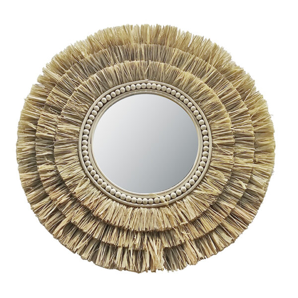 Στρογγυλός καθρέπτης από ψάθα