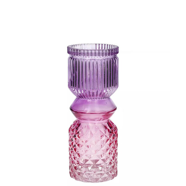 Γυάλινο βάζο "Beverly" μωβ/ροζ 7x18.5cm