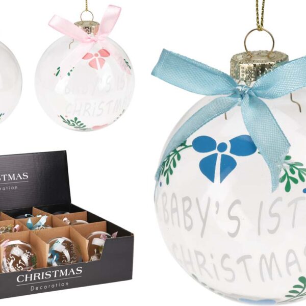 JK Home Décor - Christmas Ball Baby Glass 8cm 2Ass