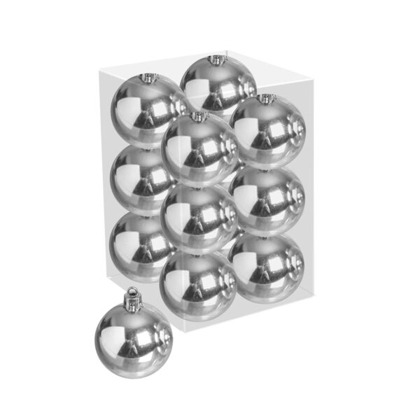 JK Home Décor - Plastic Christmas Ball with Wire Silver
