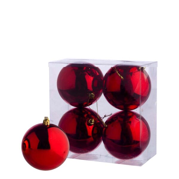 JK Home Décor - Ball 10cm S/4 Red