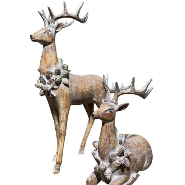 JK Home Décor - Deer Polyresin 30-32x15x28.5-50.5cm S/2