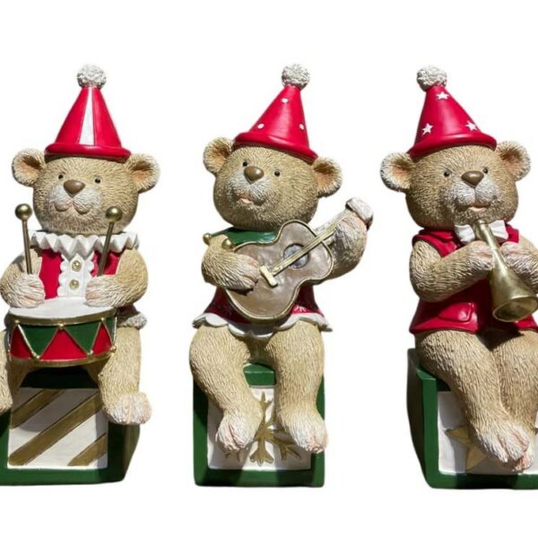 JK Home Décor - Bears in Box Polyresin 9.5x9x20cm